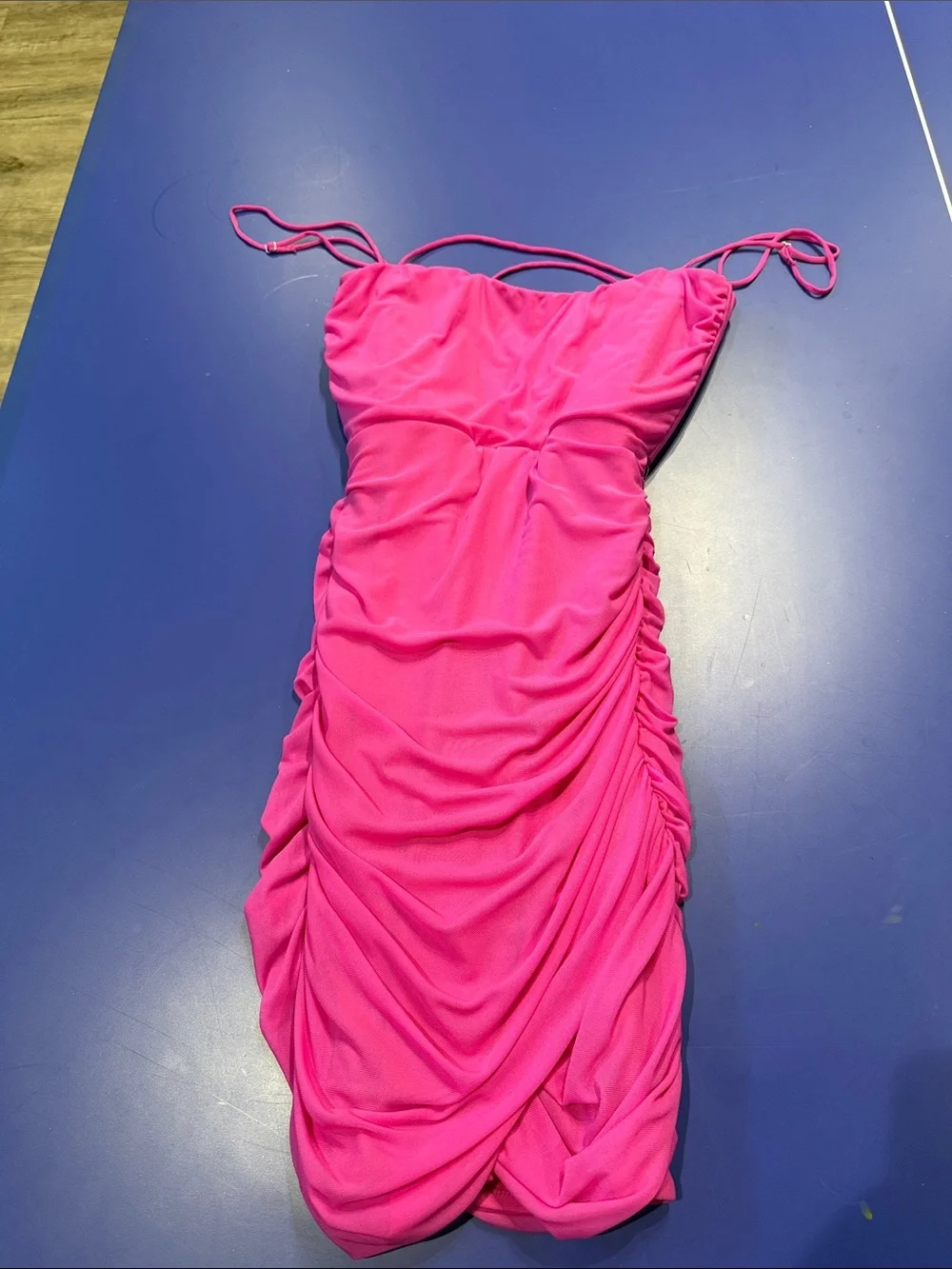 Lucy in the Sky Hot Pink Ruched Bodycon Prom Dress